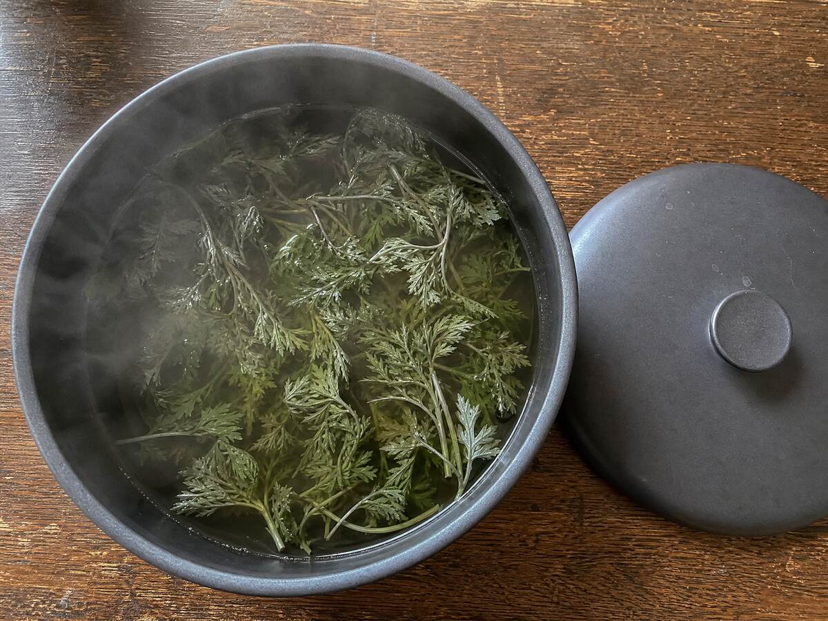 Wilde-als-blare in 'n pot warm water